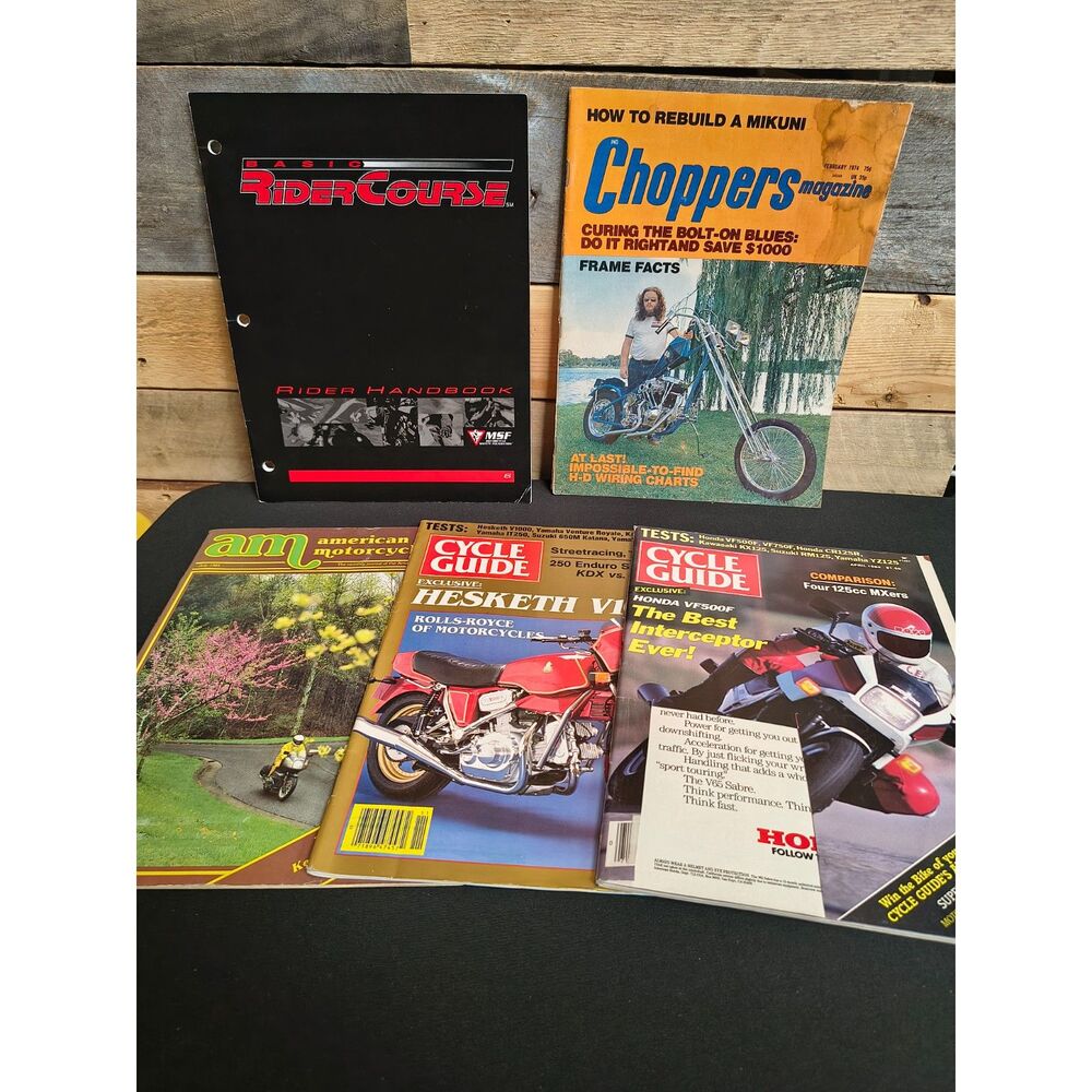Lot of 5 VTG Motorcycle Magazines - Choppers, Rider Course, Cycle Guide, AM